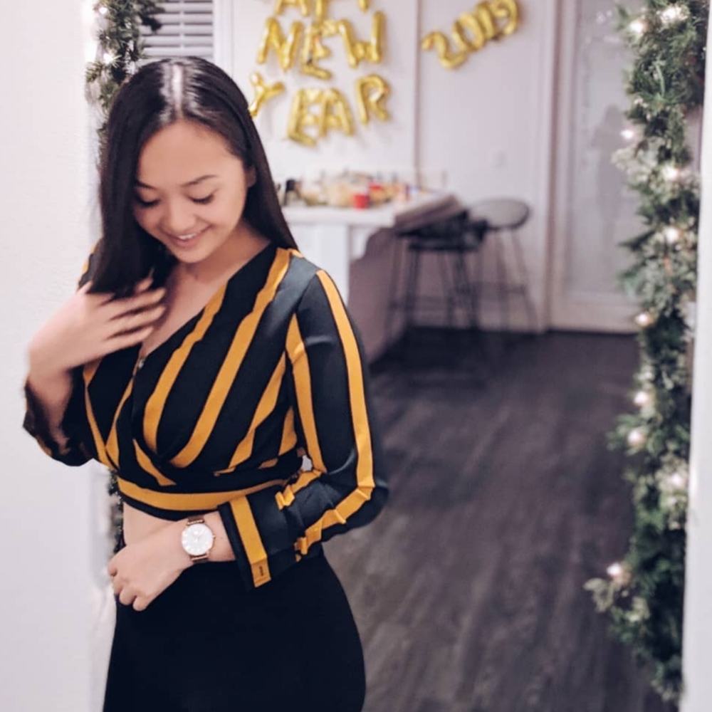 Crop Green & Mustard Yellow Blouse - Size M